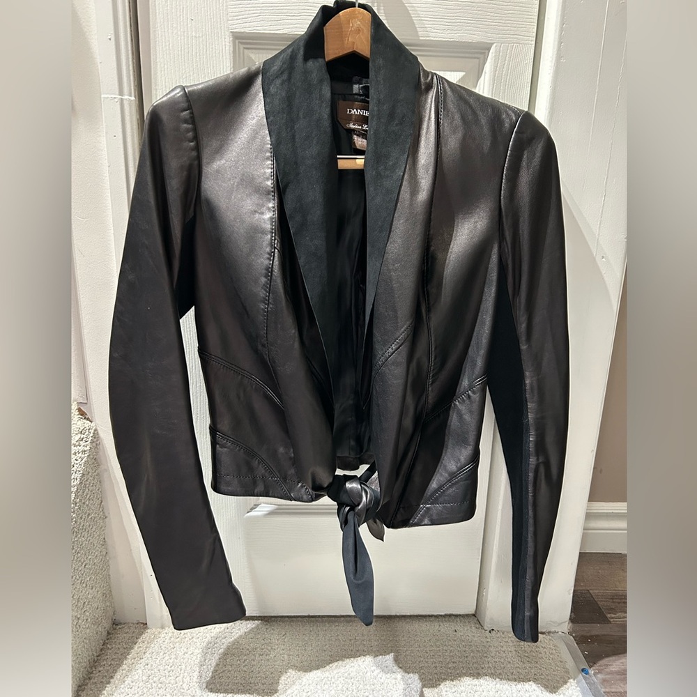 DANIER knotted tie lamb leather jacket XS EUC